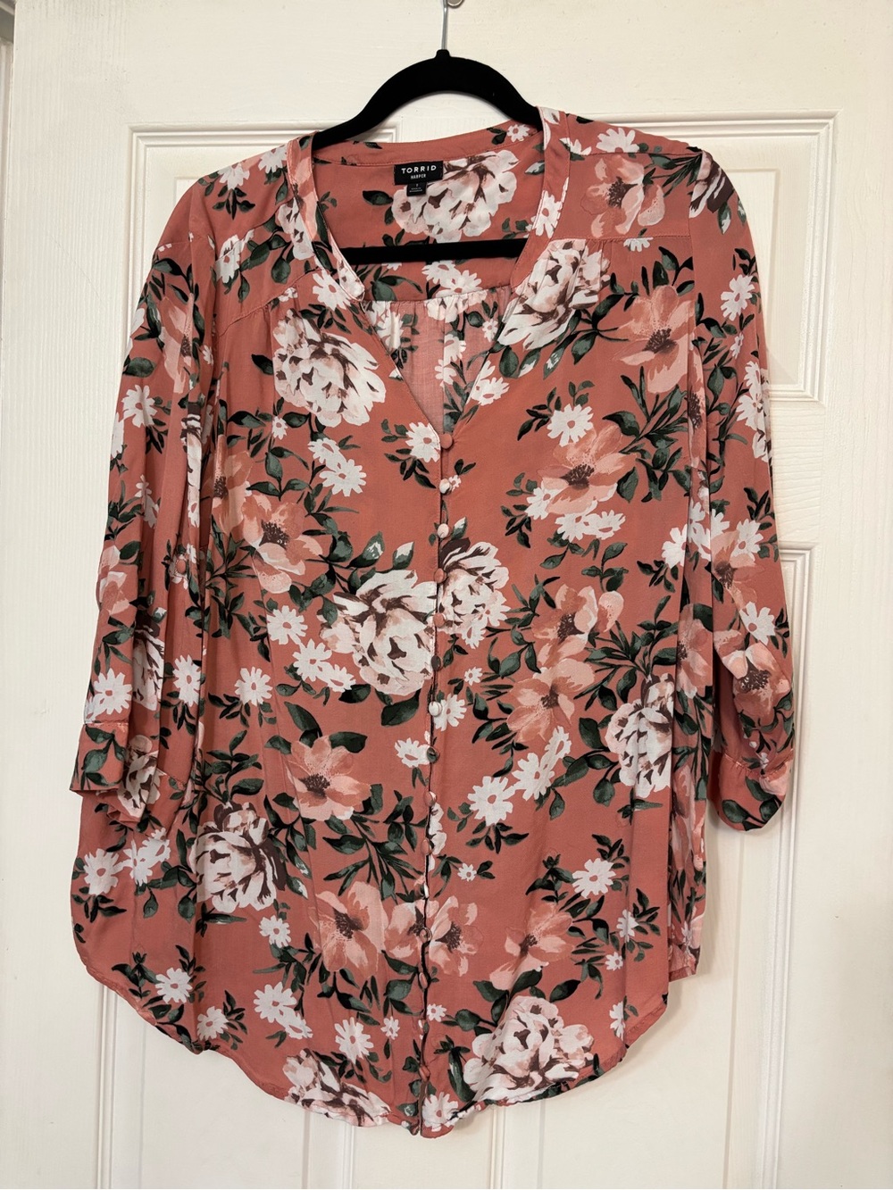 torrid Dusty Coral Floral Harper Shirt